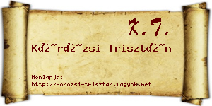 Körözsi Trisztán névjegykártya